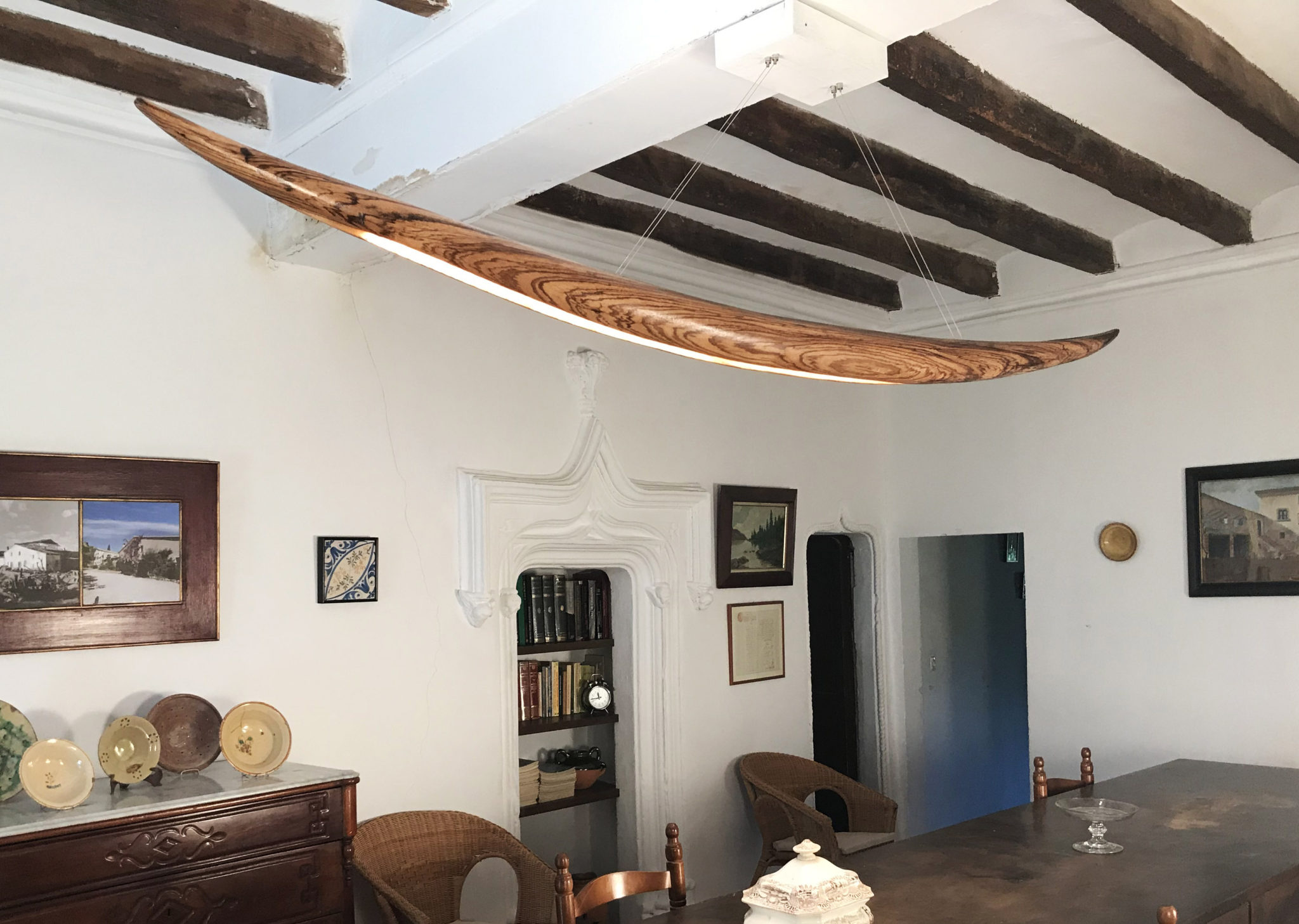 accent zebrano wooden ceiling light